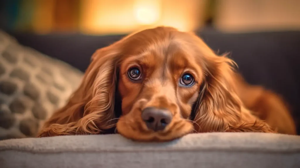 Cocker Spaniel resting on a sofa