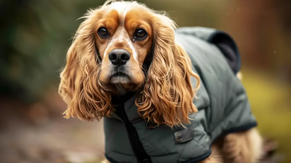 cocker spaniel in a jacket - accessories for dogs